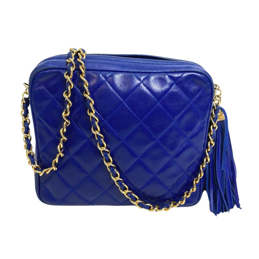 Blue Leather Chanel Crossbody Bag