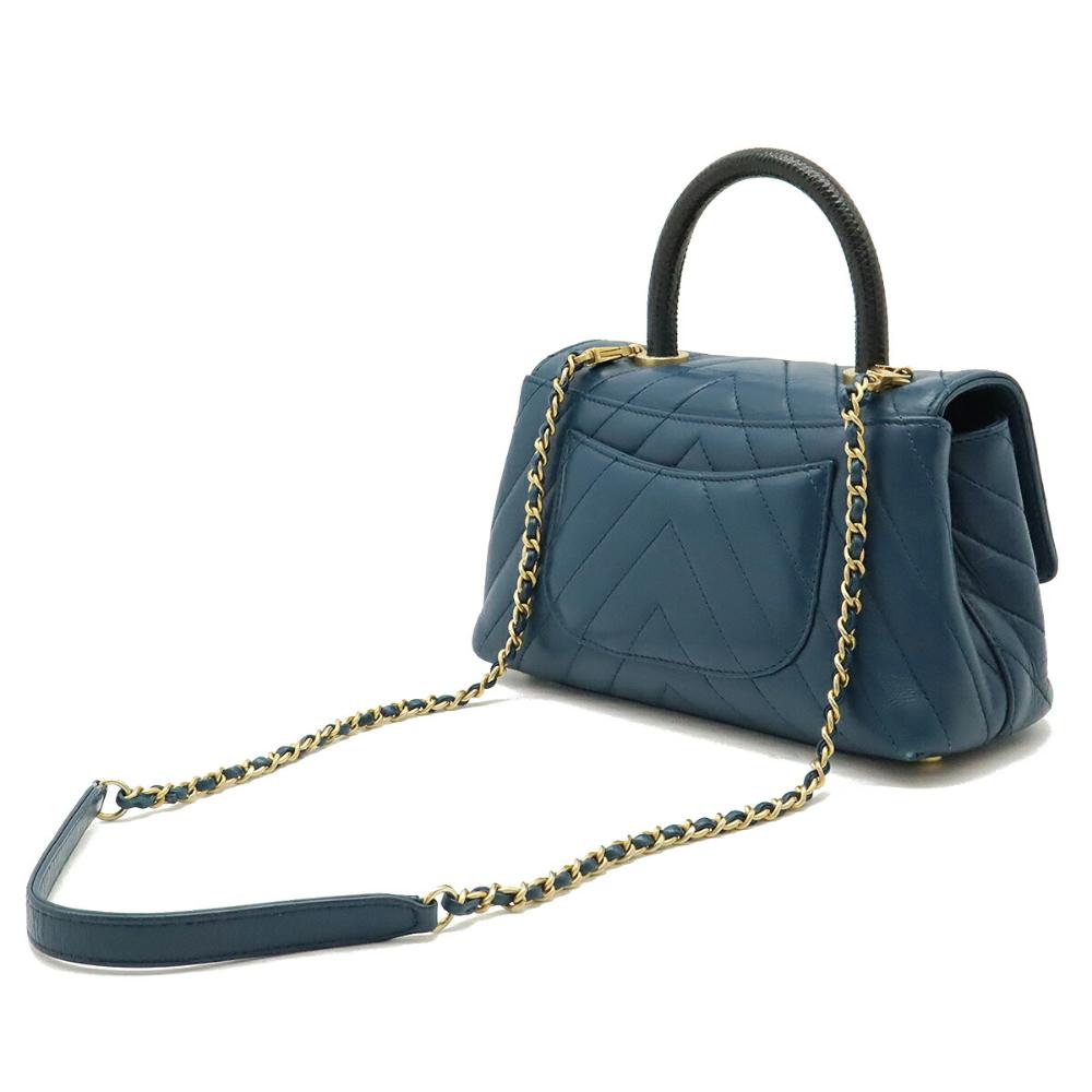 Blue Leather Chanel Handbag