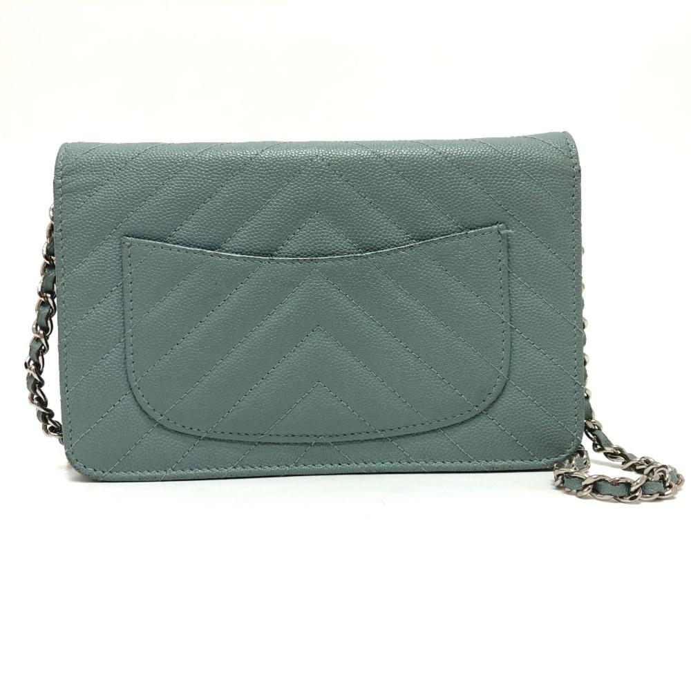 Blue Leather Chanel Wallet On Chain