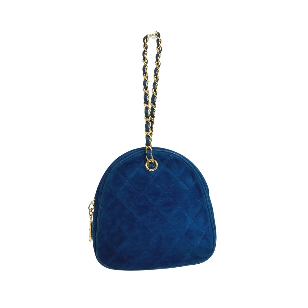 Blue Suede Chanel Shoulder Bag