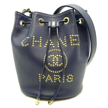 Navy Leather Chanel Deauville