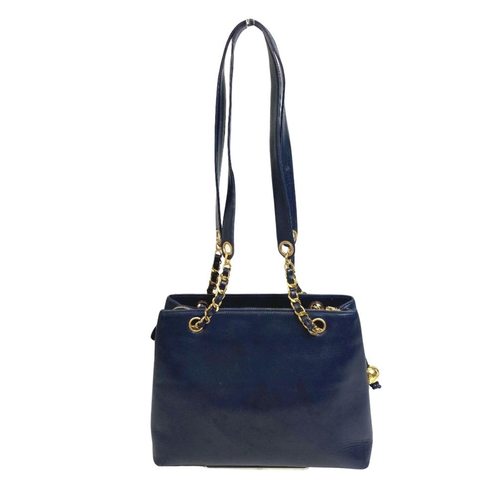 Navy Leather Chanel Sports CC Logo