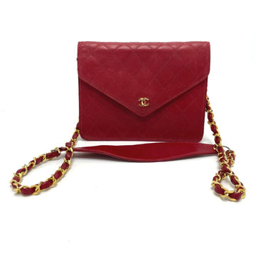 Red Leather Chanel Shoulder Bag