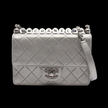 Silver Leather Chanel Crossbody Bag