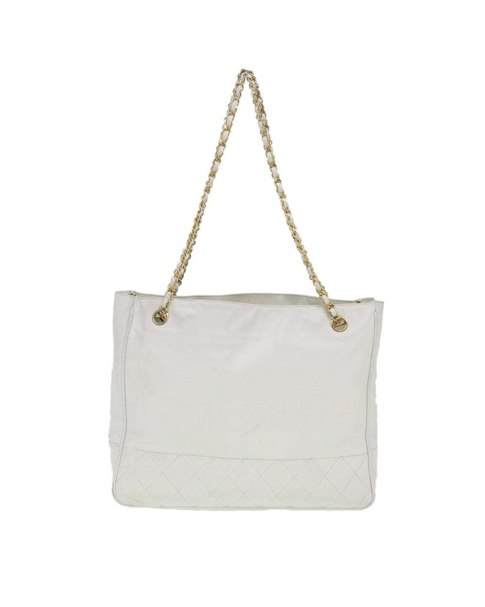 White Canvas Chanel Shoulder Bag