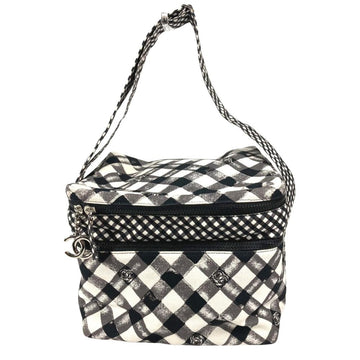 White Fabric Chanel Shoulder Bag
