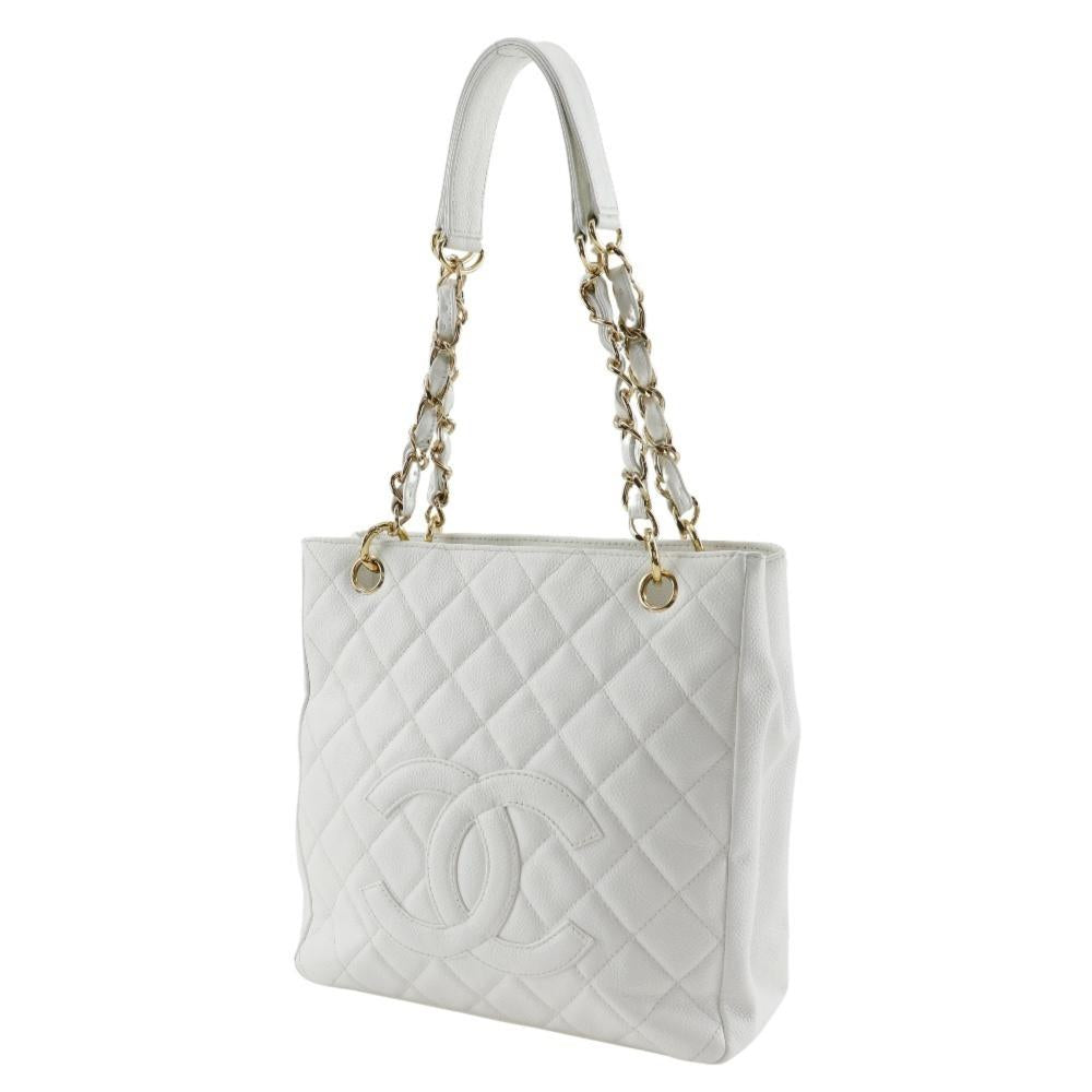 White Fabric Chanel Tote