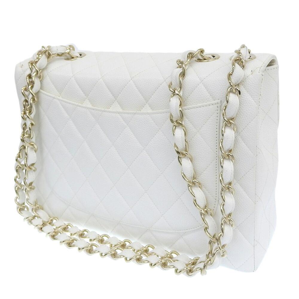 White Fabric Chanel Shoulder Bag