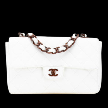 White Leather Chanel Shoulder Bag