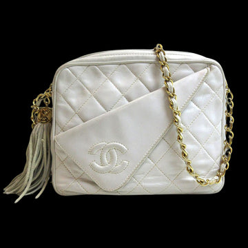 White Leather Chanel Shoulder Bag