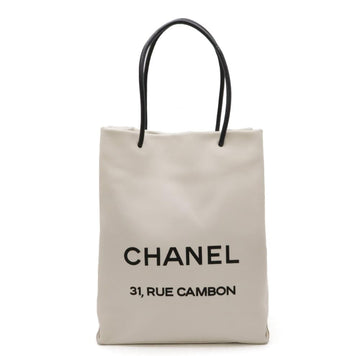 White Leather Chanel Tote