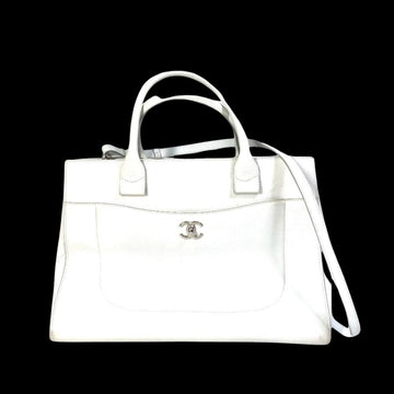 White Leather Chanel Handbag
