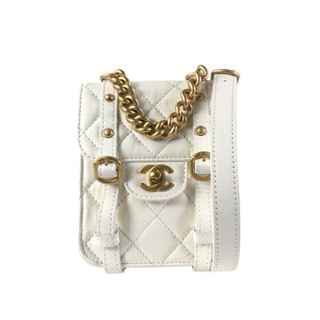 White Leather Chanel Shoulder Bag