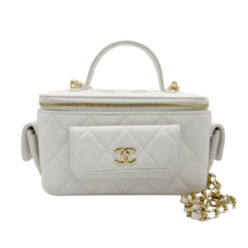 White Leather Chanel Shoulder Bag