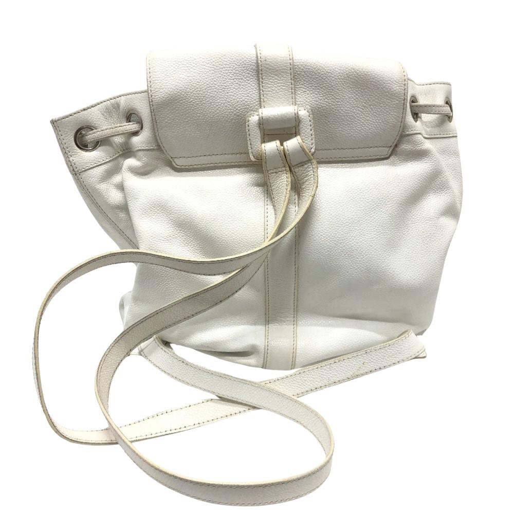 White Leather Chanel Backpack
