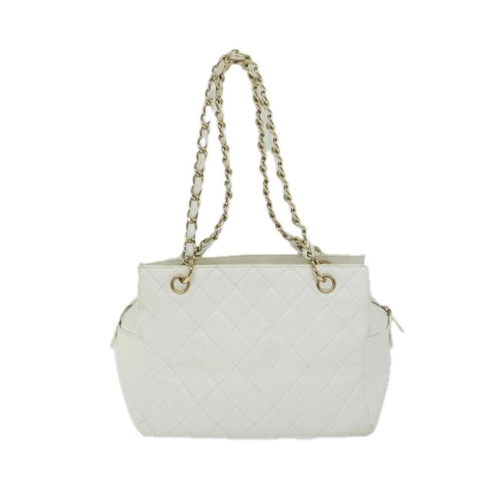 White Leather Chanel Shoulder Bag