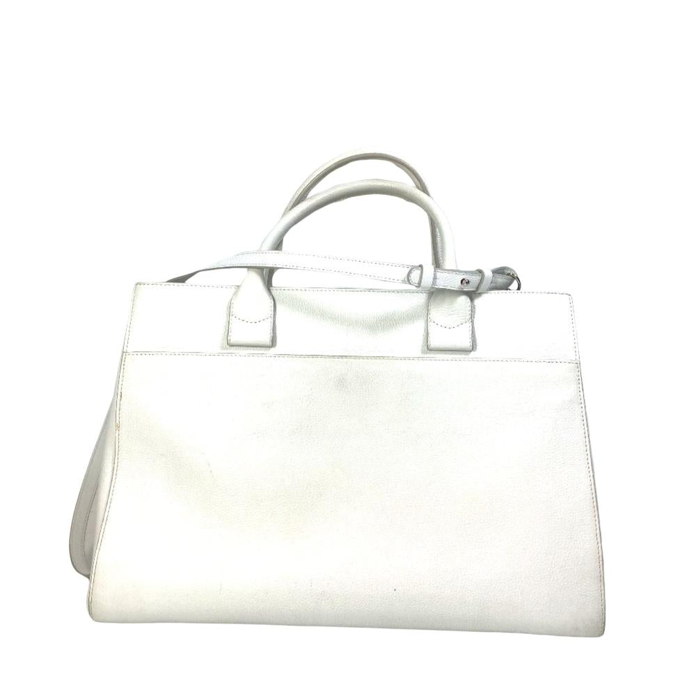 White Leather Chanel Handbag