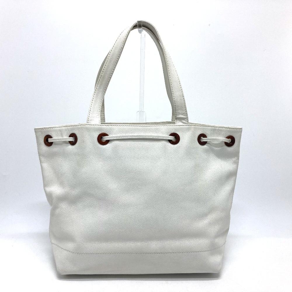 White Leather Chanel Tote