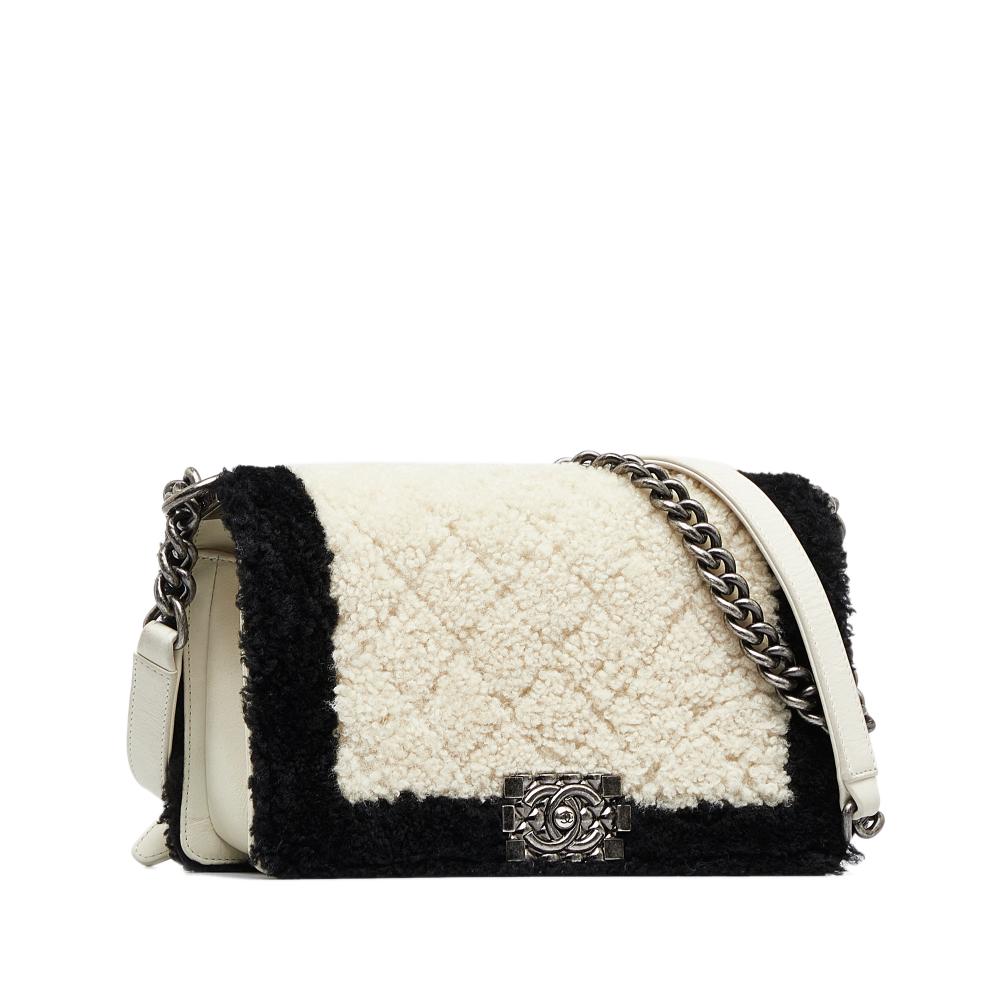 White Leather Chanel Boy Bags