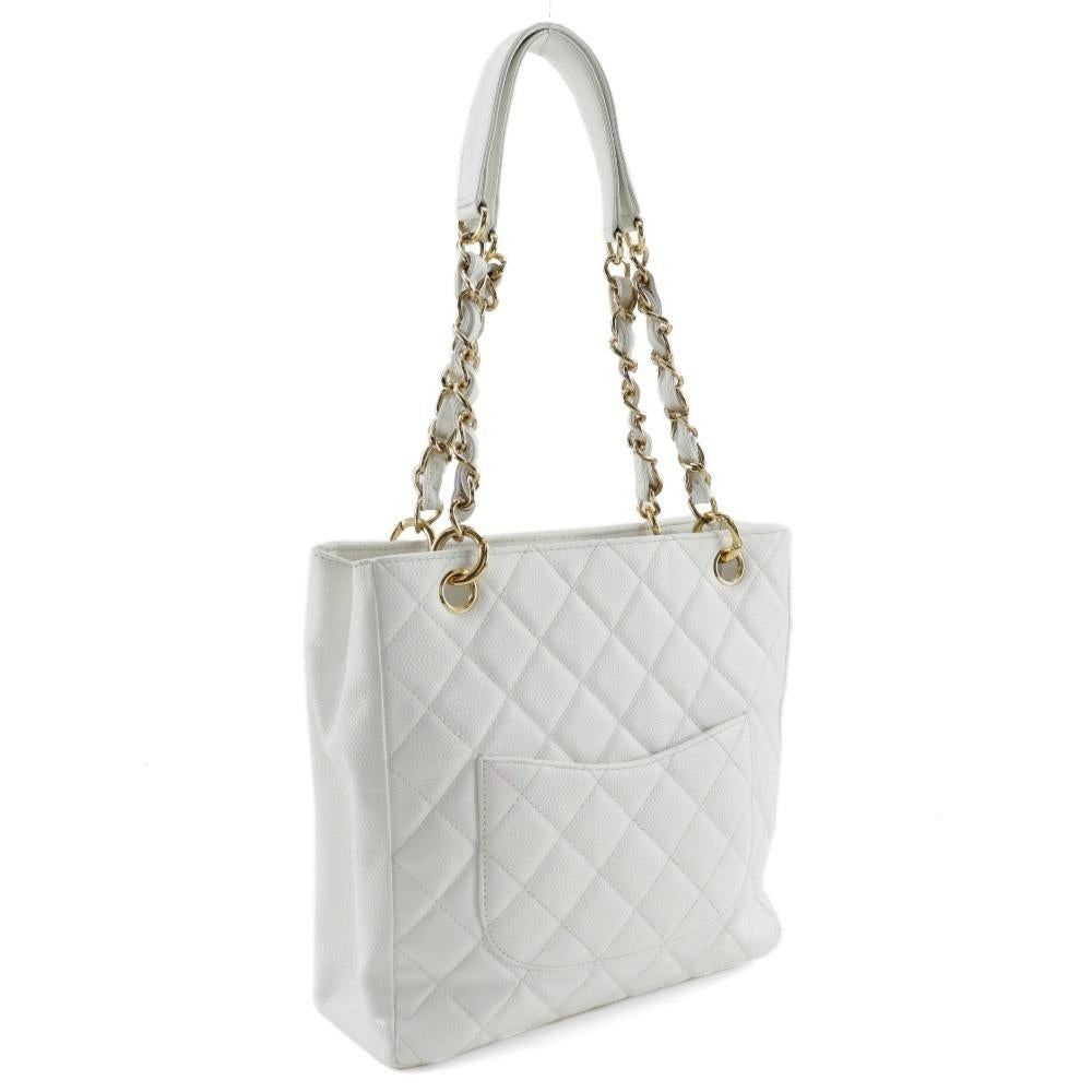White Leather Chanel Tote