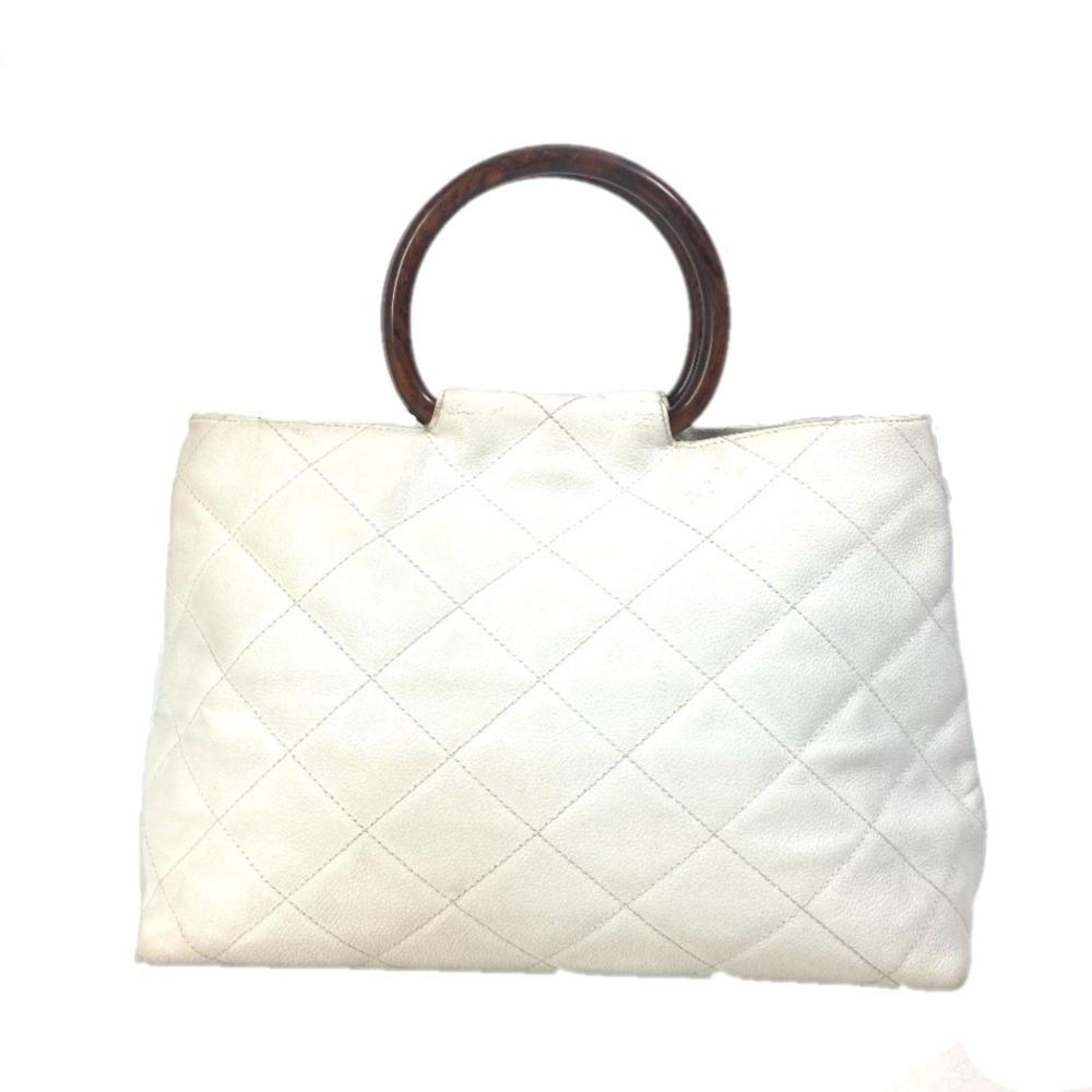 White Leather Chanel Handbag
