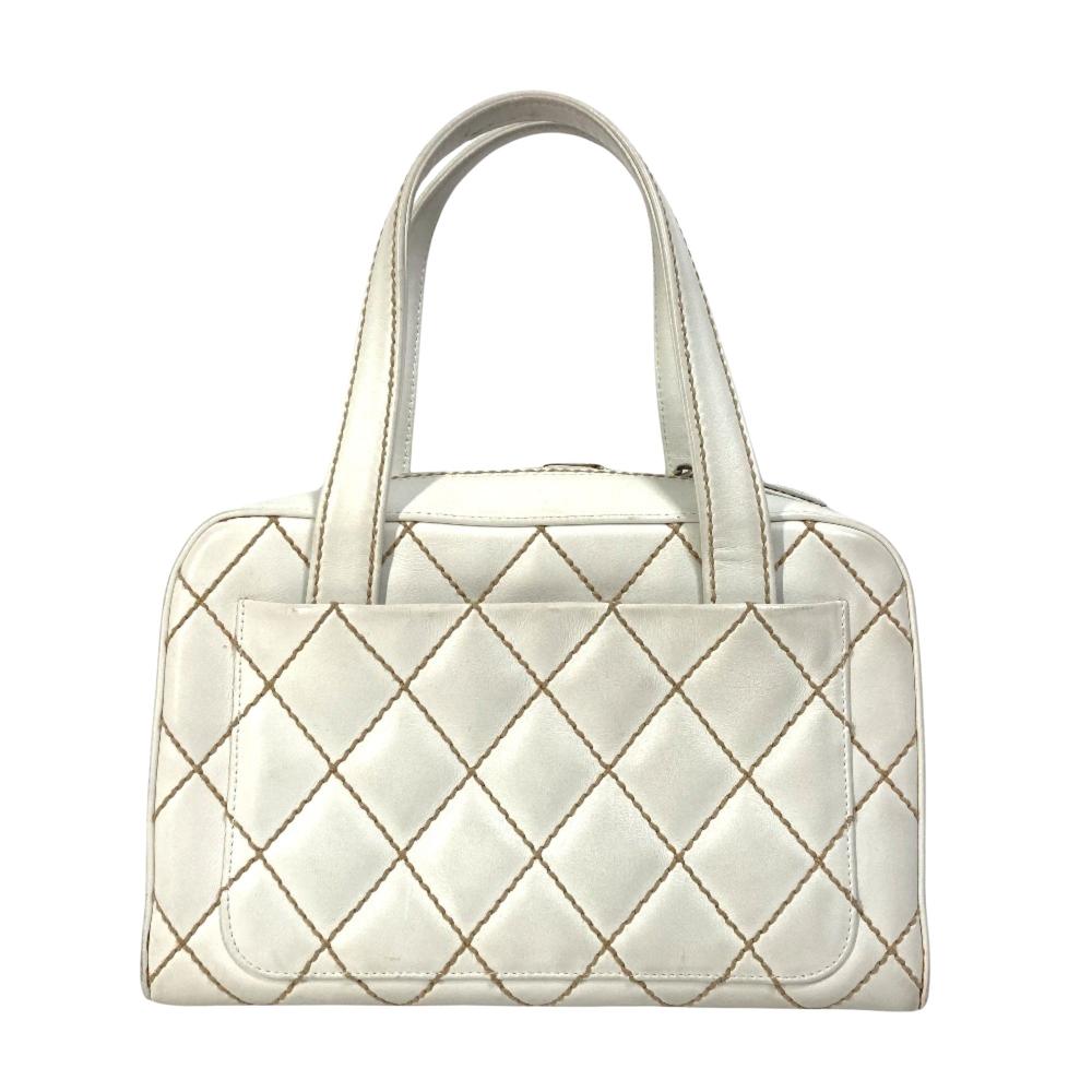 White Leather Chanel Handbag