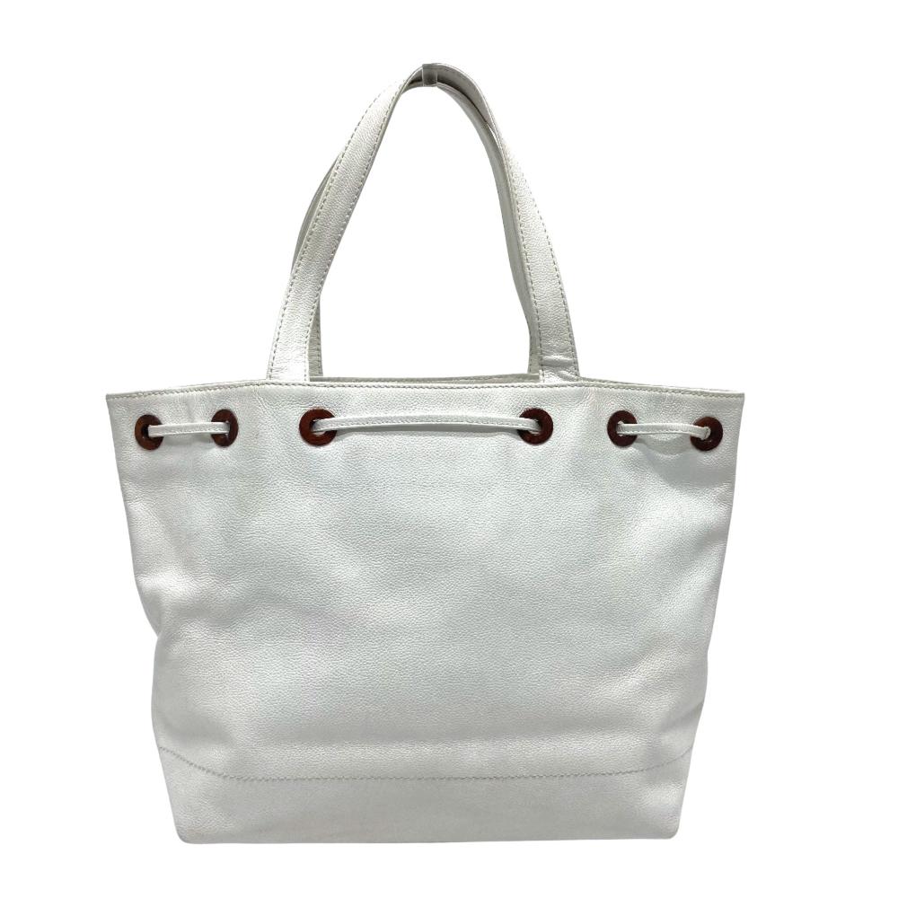 White Leather Chanel Sports CC Logo