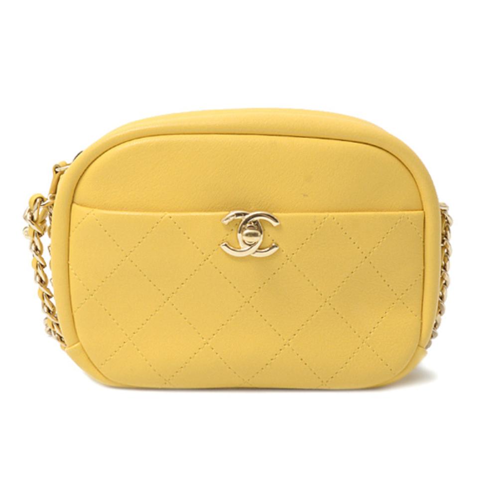 Yellow Leather Chanel Shoulder Bag