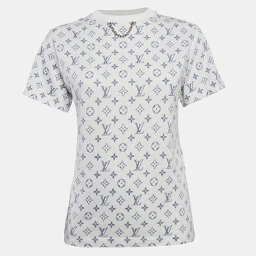 Louis Vuitton White Inverted Logo Print Cotton Crew Neck T-Shirt