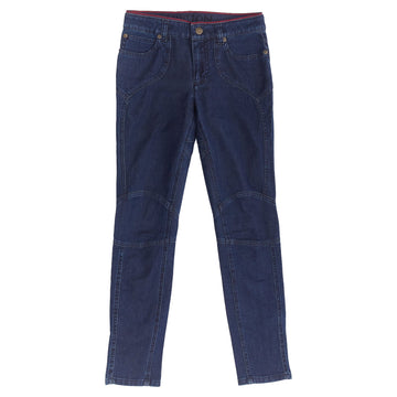 Louis Vuitton Washed Denim Patchwork Logo Skinny Motorcycle Jeans