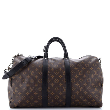 Keepall Bandouliere Bag Macassar Monogram Canvas 45