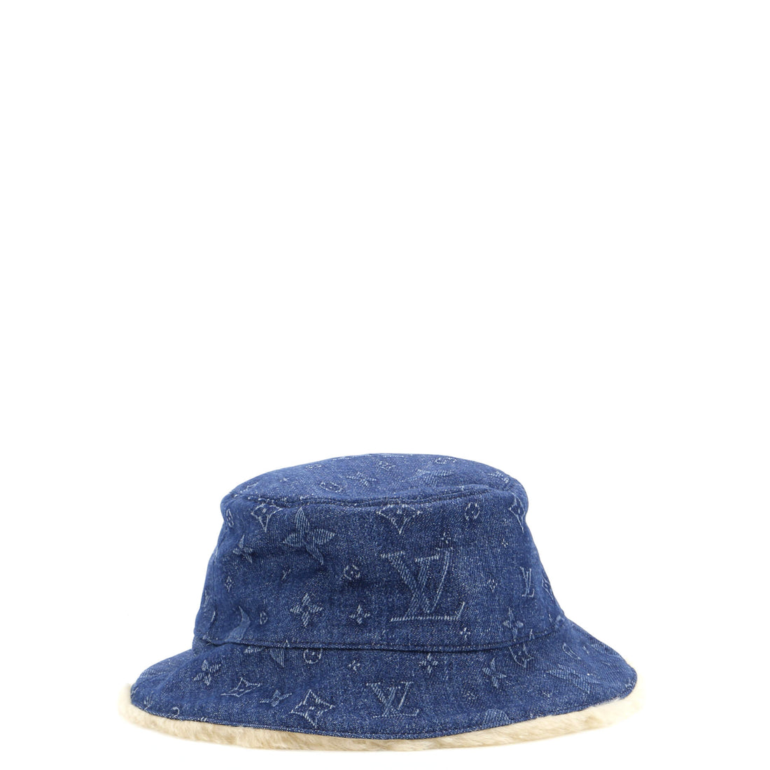 Bonnet Bucket Hat Monogram Denim and Shearling