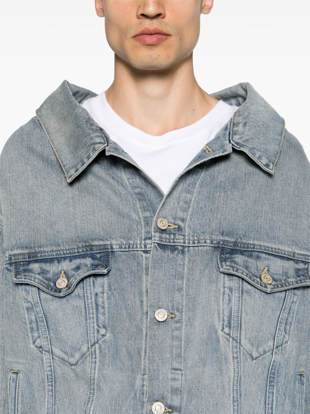 Balenciaga Women Off Shoulder Denim Jacket