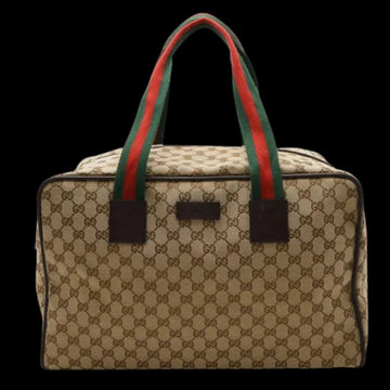Beige Canvas Gucci Boston Bag