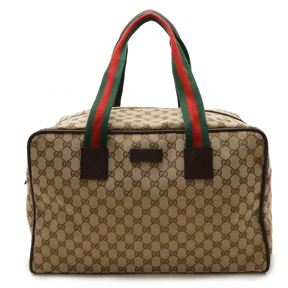 Beige Canvas Gucci Boston Bag