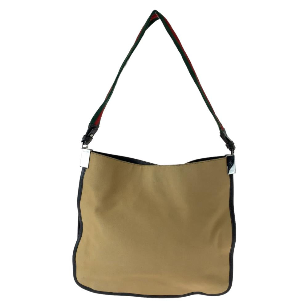 Beige Canvas Gucci Shoulder Bag
