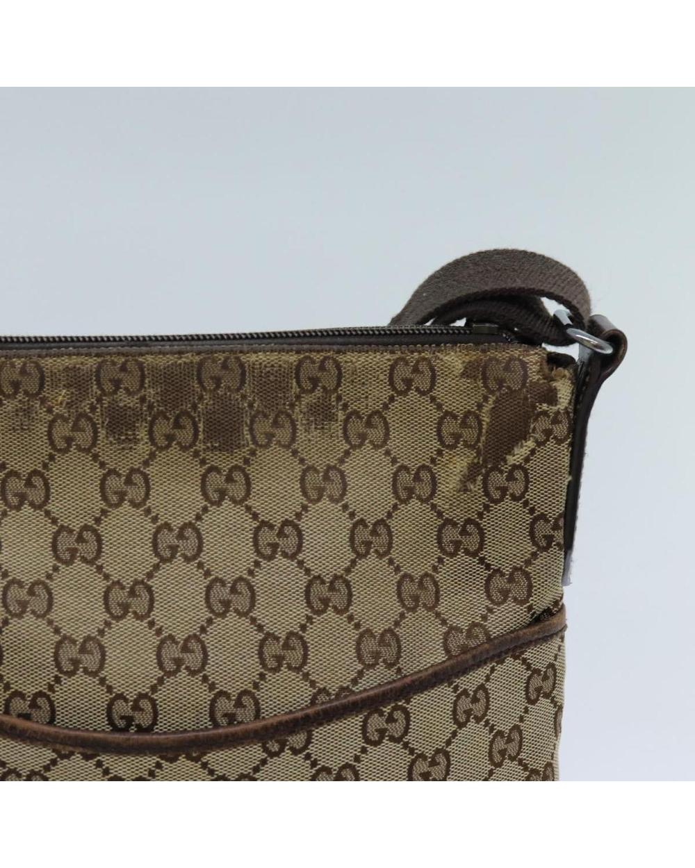Beige Canvas Gucci Shoulder Bag