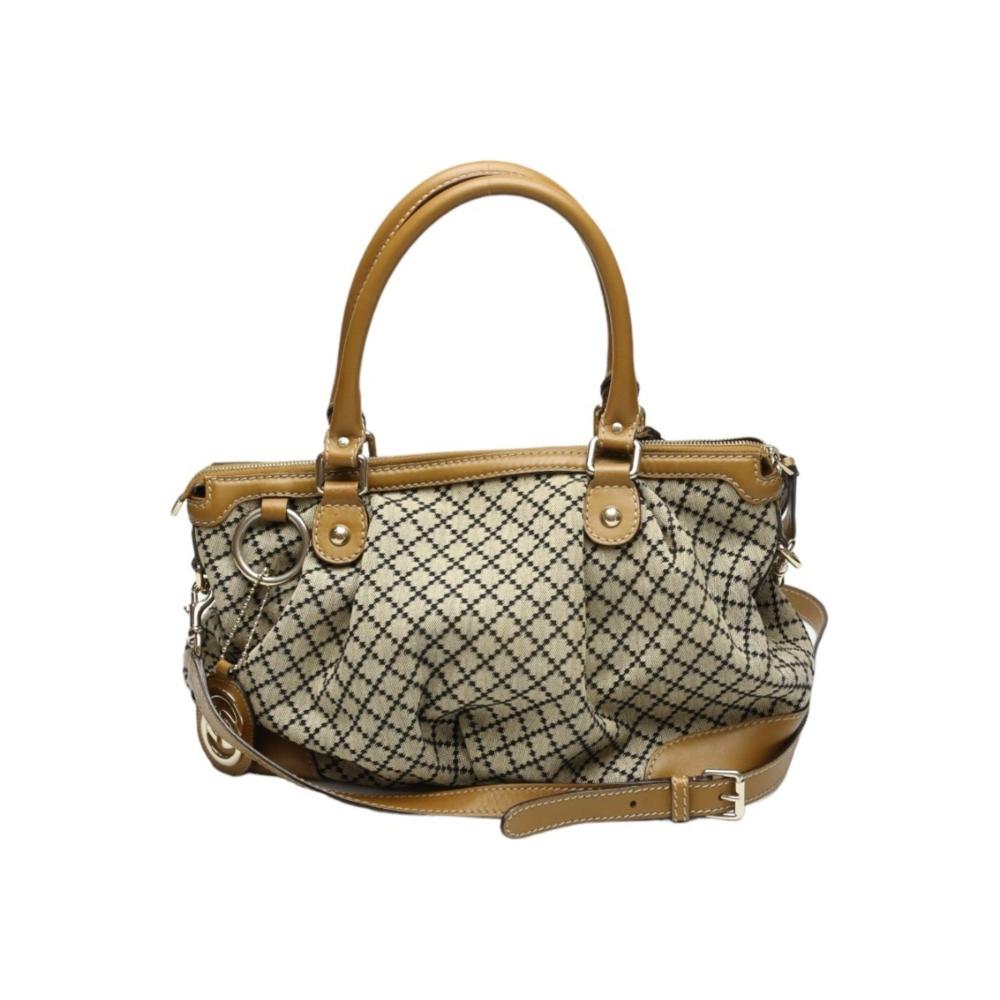 Beige Canvas Gucci Shoulder Bag