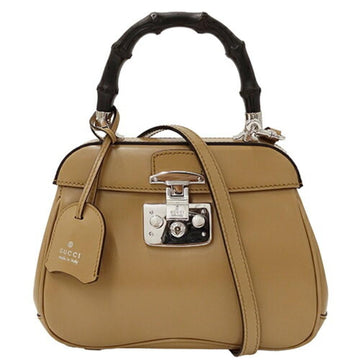 Beige Leather Gucci Bamboo
