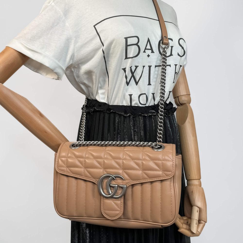 Beige Leather Gucci Marmont