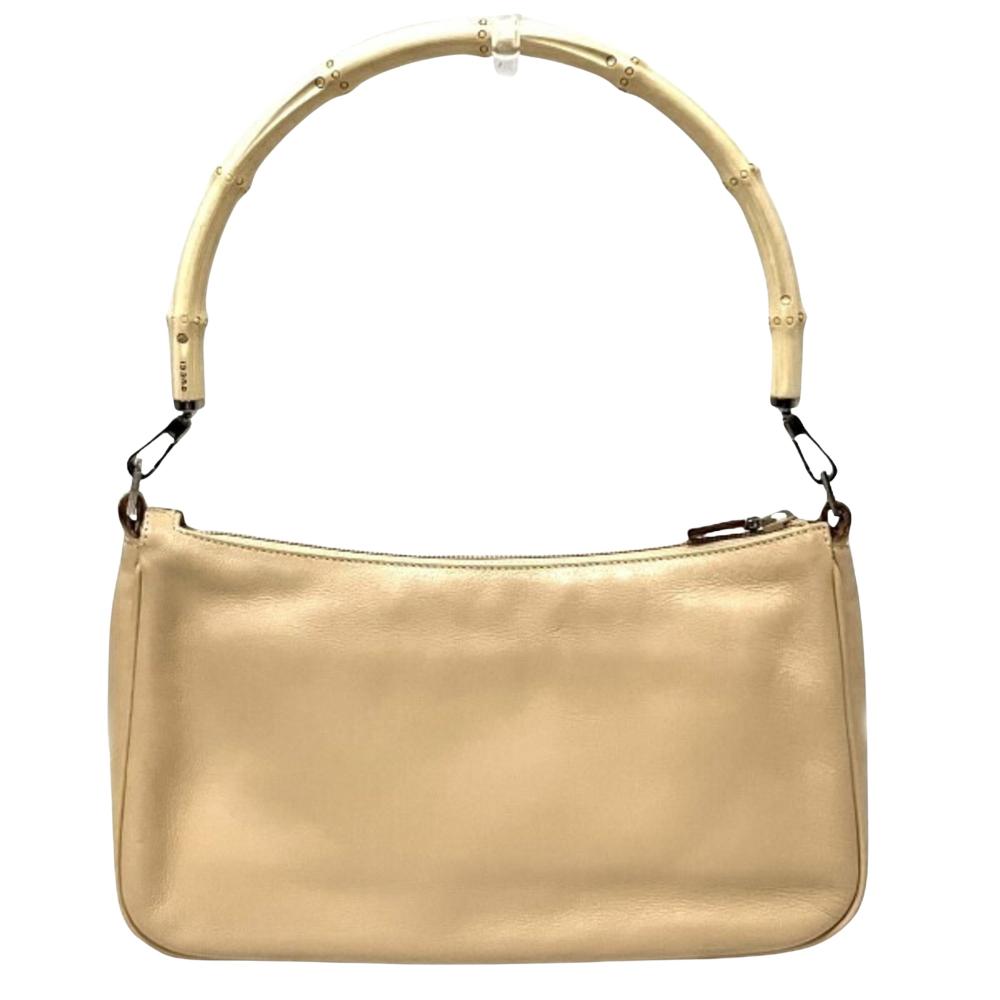 Beige Leather Gucci Bamboo