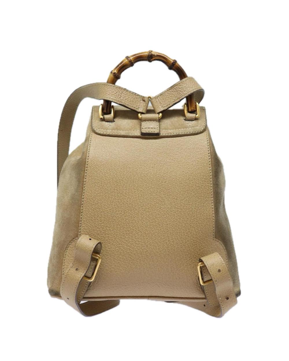 Beige Suede Gucci Backpack