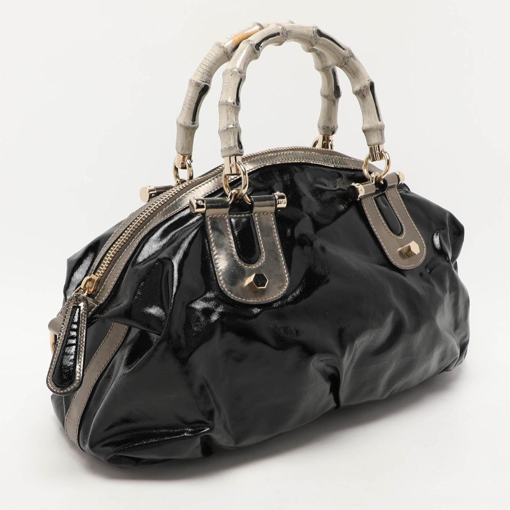 Black Leather Gucci Bamboo