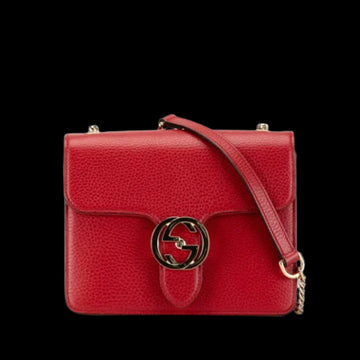 Gold Leather Gucci Shoulder Bag