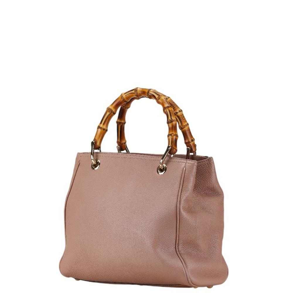 Pink Leather Gucci Bamboo