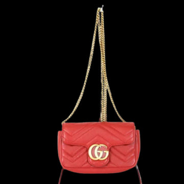 Red Leather Gucci Marmont