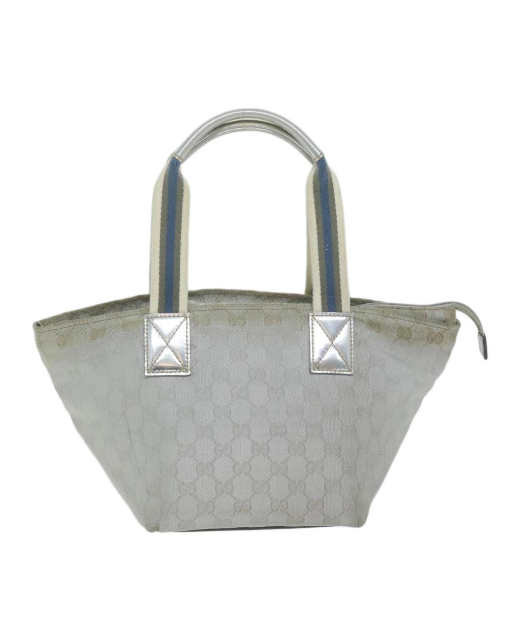 Silver Canvas Gucci Handbag