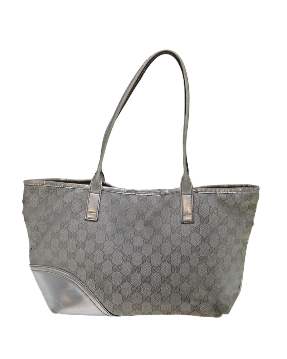 Silver Canvas Gucci Tote