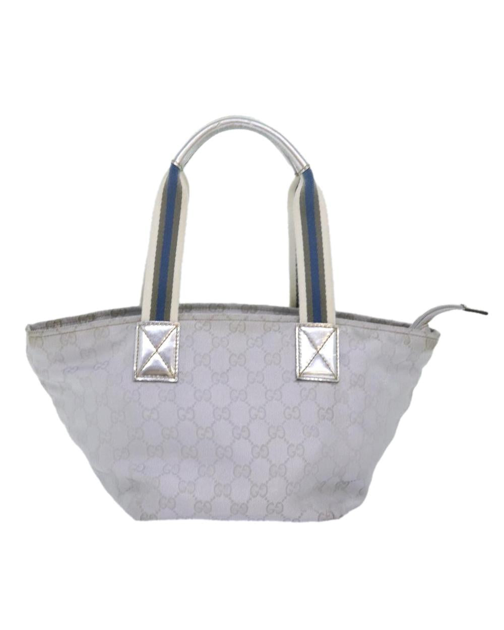 Silver Canvas Gucci Tote