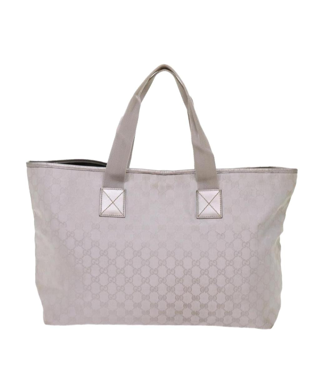 Silver Canvas Gucci Tote